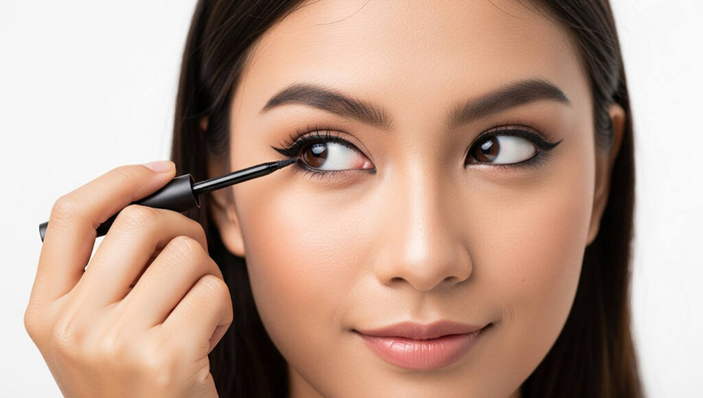 Draw eyeliner sharply