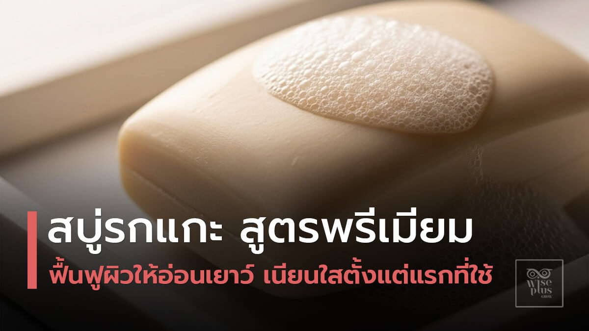 สบู่รกแกะเนื้อพรีเมียมพร้อมฟองละเอียดบนจานหินอ่อน