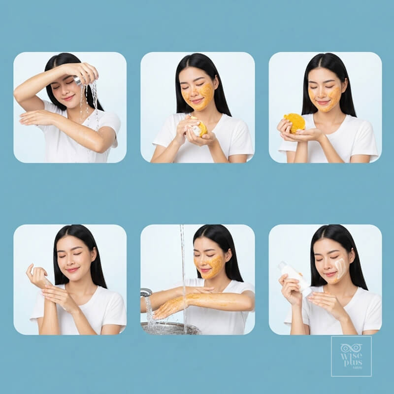 วิธีใช้สบู่สครับขมิ้น