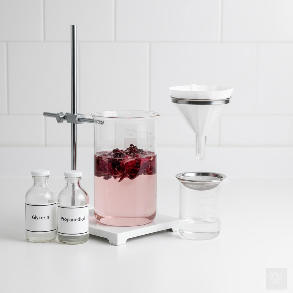 ขั้นตอนสกัดดอกชบาในห้องแล็บ