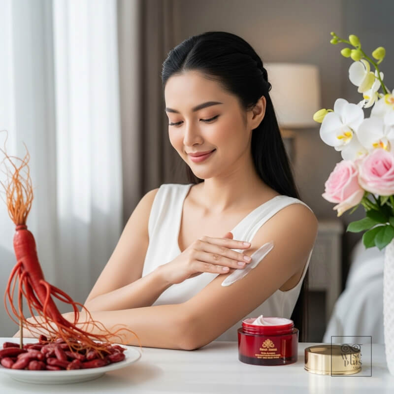 ครีมโสมแดงพร้อมรากโสมแดงสำหรับบำรุงผิว