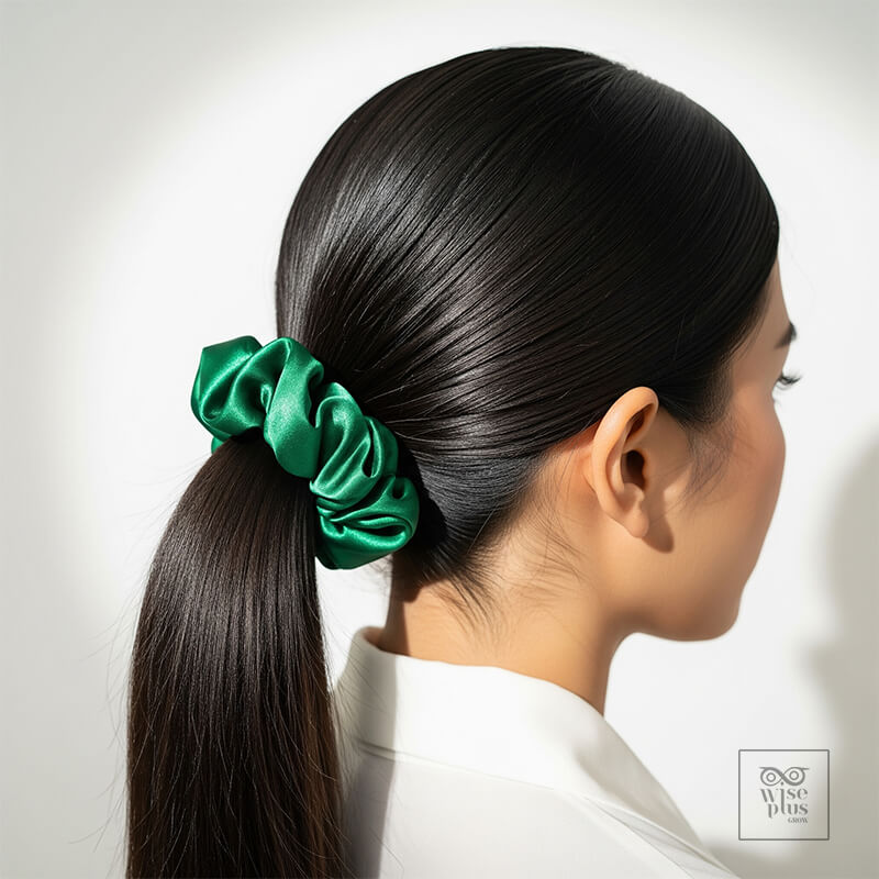 หางม้าผมเรียบลื่นด้วยยางรัดผมซาติน