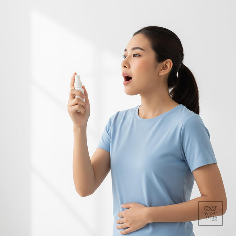 ท่าสเปรย์ดับกลิ่นปากที่ถูกต้อง