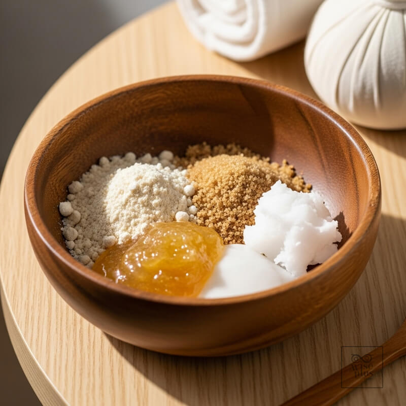 สครับไข่มุกทองคำเพื่อหัวเข่าขาวเนียน