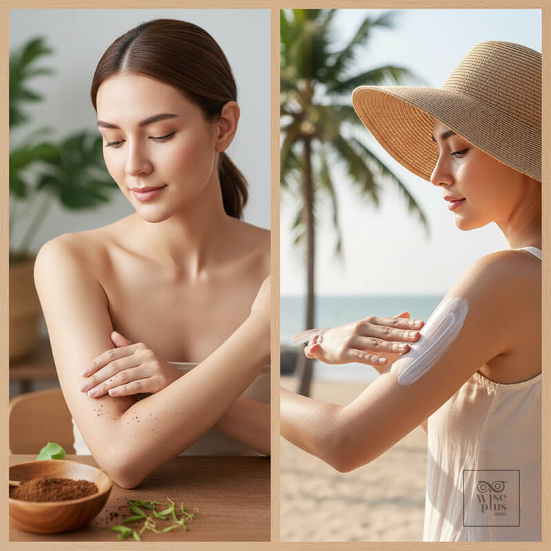 ผลัดผิวเติมความชุ่มชื้นและกันแดดสำหรับผิวแทน