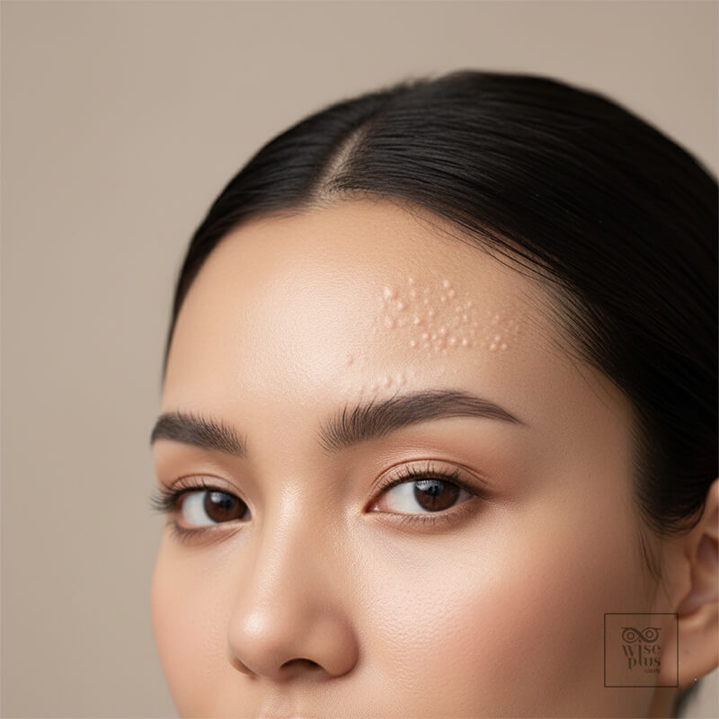 ลักษณะทั่วไปของสิวผดเป็นตุ่มเล็กสม่ำเสมอ