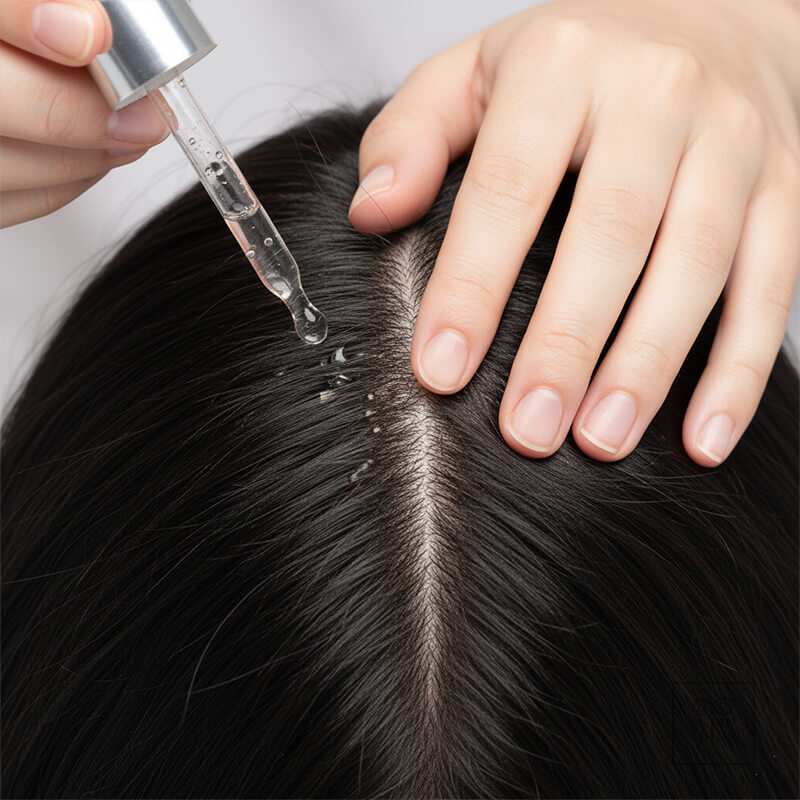 เซรั่มคาเฟอีนหยดที่แนวแสกบำรุงรากผม