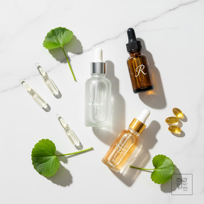 ส่วนผสมยกกระชับผิวเช่นเปปไทด์เรตินอลวิตามินซีและไฮยาลูรอน