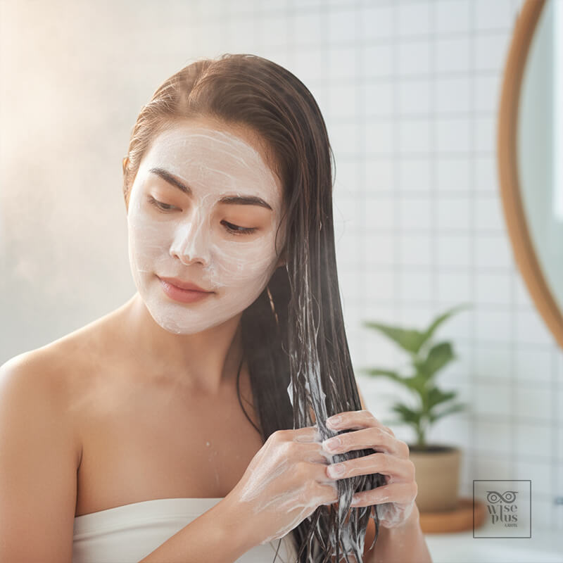 มาสก์เคราตินช่วงกลางถึงปลายผมหลังสระ