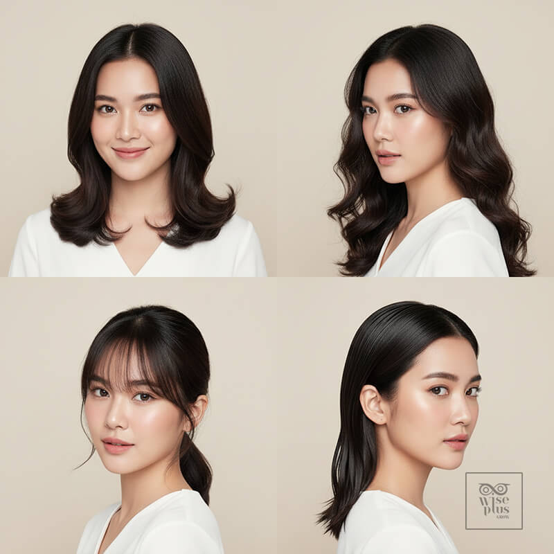 สไตล์ผมไอดอลเกาหลียอดฮิต C-Curl S-Wave Airy Bangs Wet Glossy