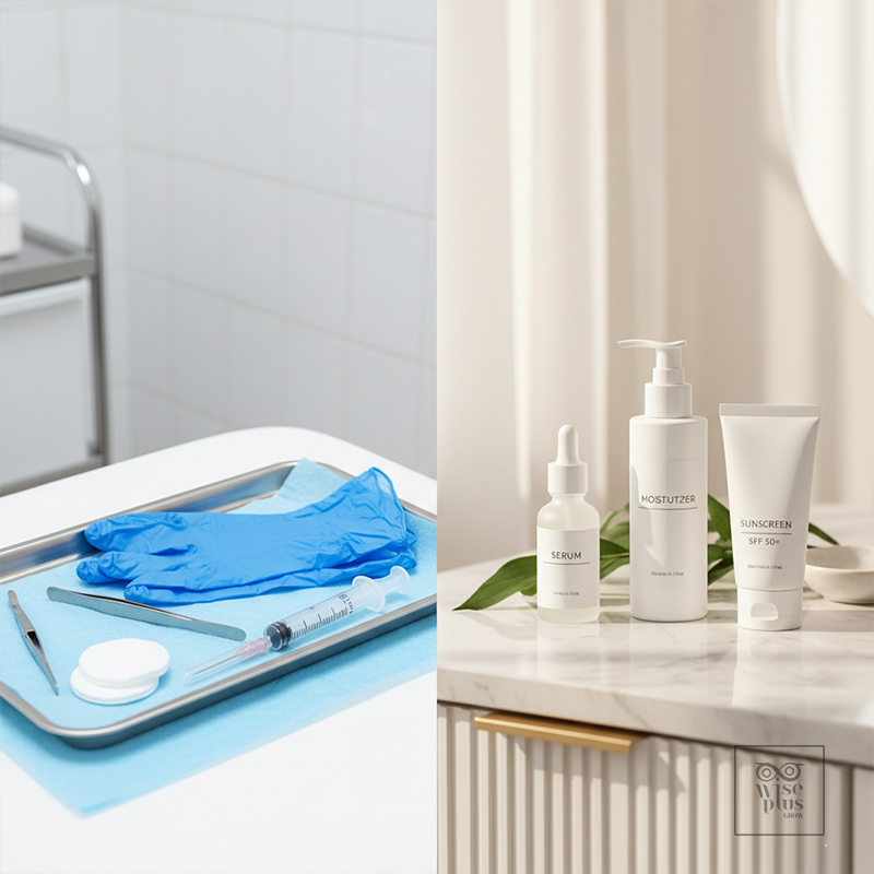 ภาพเปรียบเทียบแนวคิดร้อยไหมกับการดูแลผิวด้วยสกินแคร์