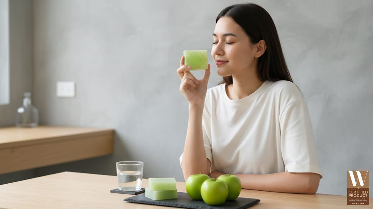 สบู่แอปเปิ้ลกลูต้าสำหรับผิวกระจ่างใสอย่างเป็นธรรมชาติ