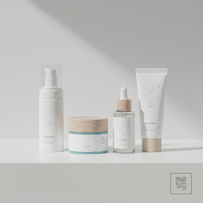 ผลิตภัณฑ์สกินแคร์หลายชนิดที่เน้นส่วนผสมเซราไมด์