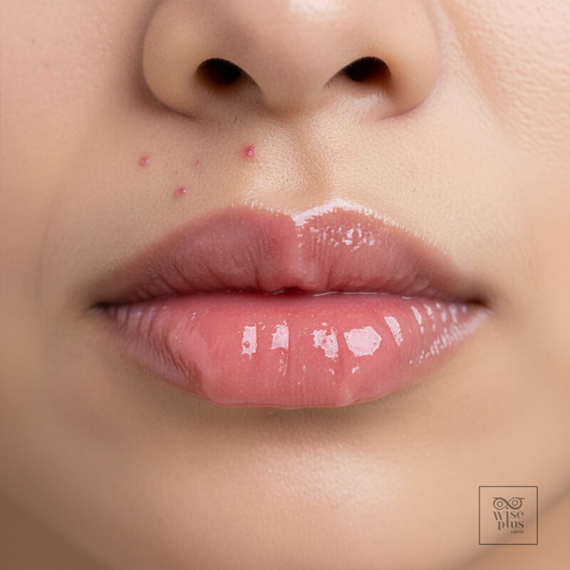 สิวอุดตันรอบริมฝีปากที่อาจเกิดจากลิปมาร์กเนื้อหนัก