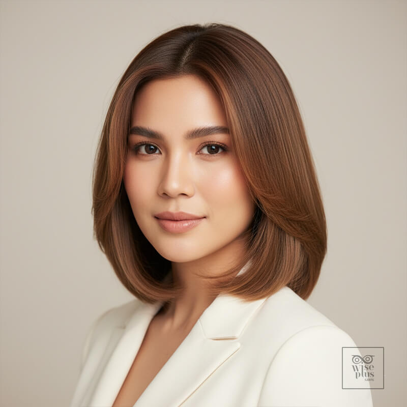 ผมน้ำตาลคาราเมลซอฟต์ที่ช่วยให้หน้าสว่างและโคนผมไม่ตัด