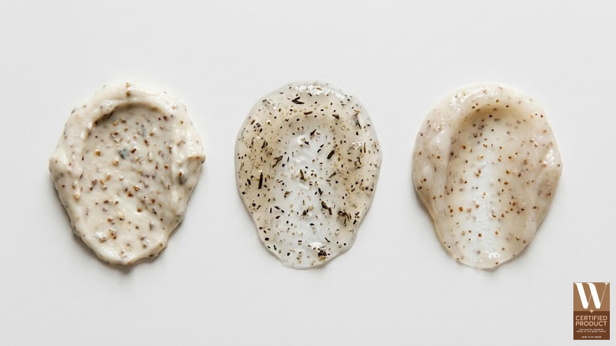 เนื้อสัมผัสสครับเนื้อสมุนไพรแบบครีมและเจล