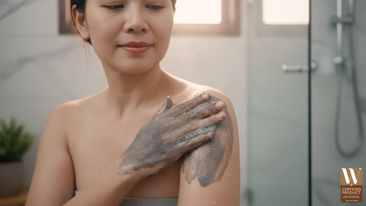 การใช้สครับชาโคลด้วยการนวดเบาเพื่อลดการระคายเคืองผิว